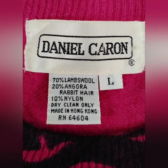 VINTAGE DANIEL CARON FLORAL LAMBS WOOL SWEATER DRESS - Picture 5 of 10